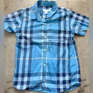 Burberry Blue Plaid Kids Button Down Shirt